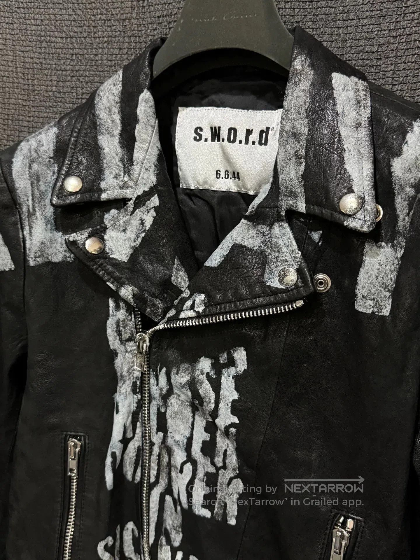 Japanese Brand Italian Rock Graphic Leather Jacket. Size US M / EU 48-50 / 2 - 4 Thumbnail
