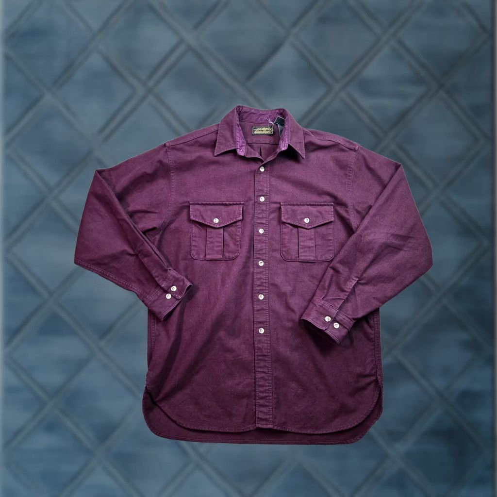 Eddie Bauer VINTAGE Eddie Bauer Shirt Mens L Burgundy Cotton Flannel Button-Up 90s Size US L / EU 52-54 / 3 - 1 Thumbnail