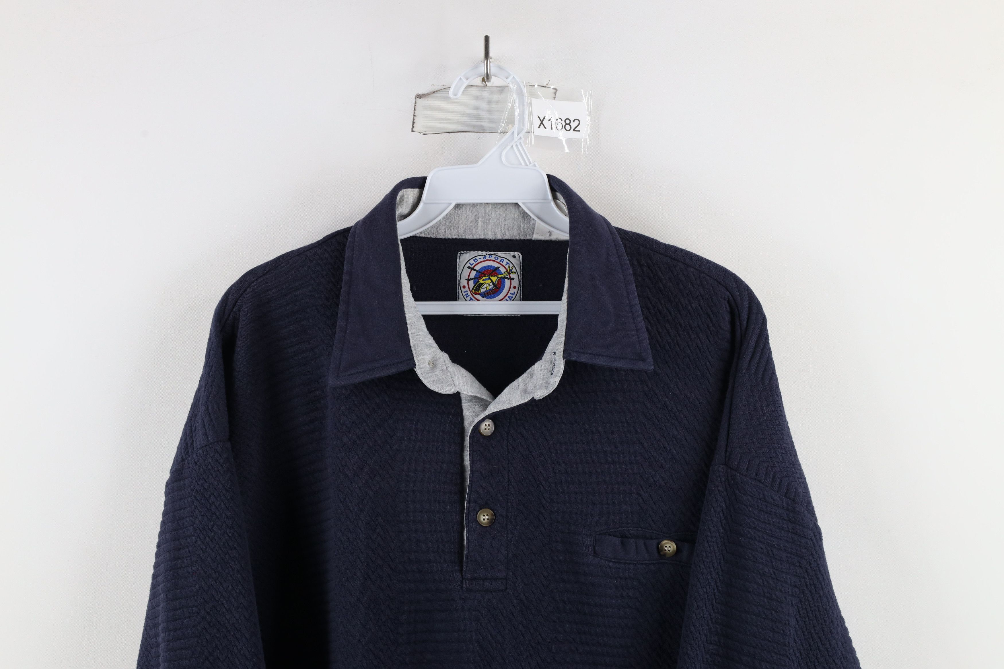 Vintage Vintage 90s Streetwear Collared Pullover Sweatshirt Blue Size US XL / EU 56 / 4 - 2 Thumbnail