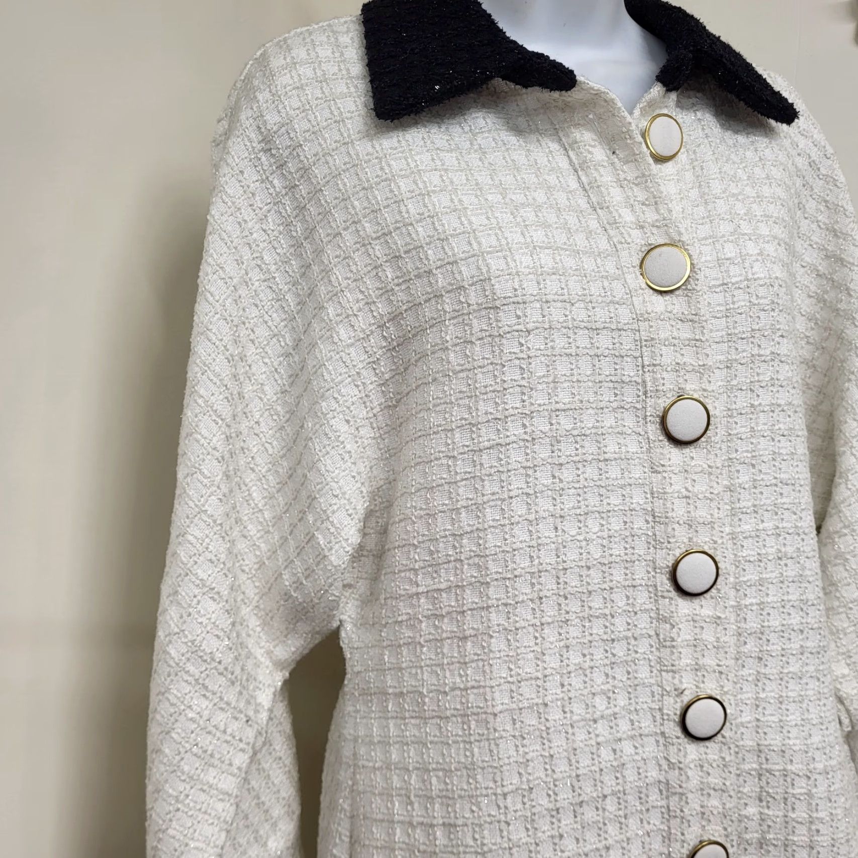 Vintage Alexia Admor Dress Women's Size 8 Ivory Knit Fit & Flare Sparkly Party Dress NWT Size M / US 6-8 / IT 42-44 - 3 Thumbnail