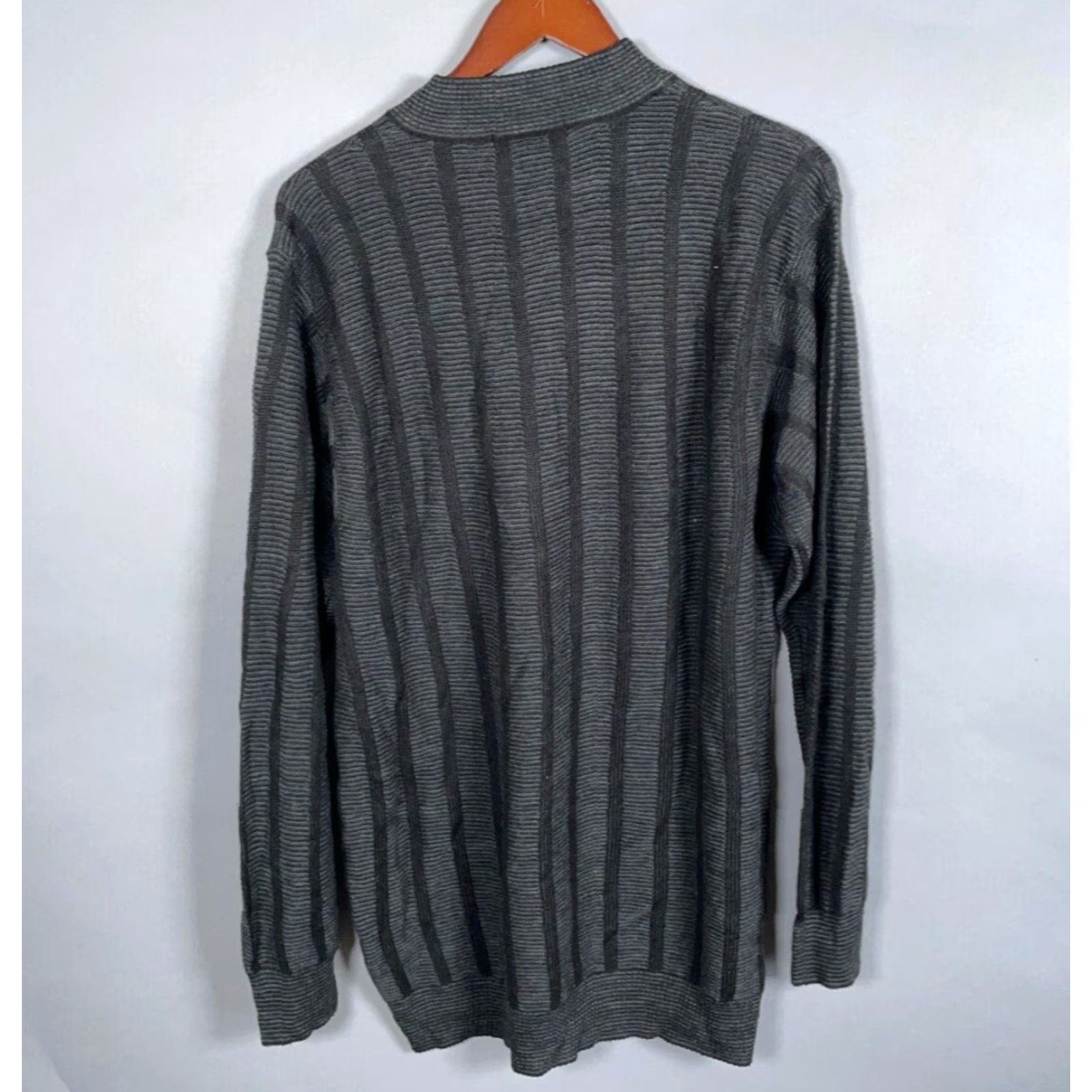 Vintage VINTAGE Fiji Mock Neck Sweater Adult XL Gray Striped Lightweight Knit 90s Mens Size US XL / EU 56 / 4 - 2 Thumbnail