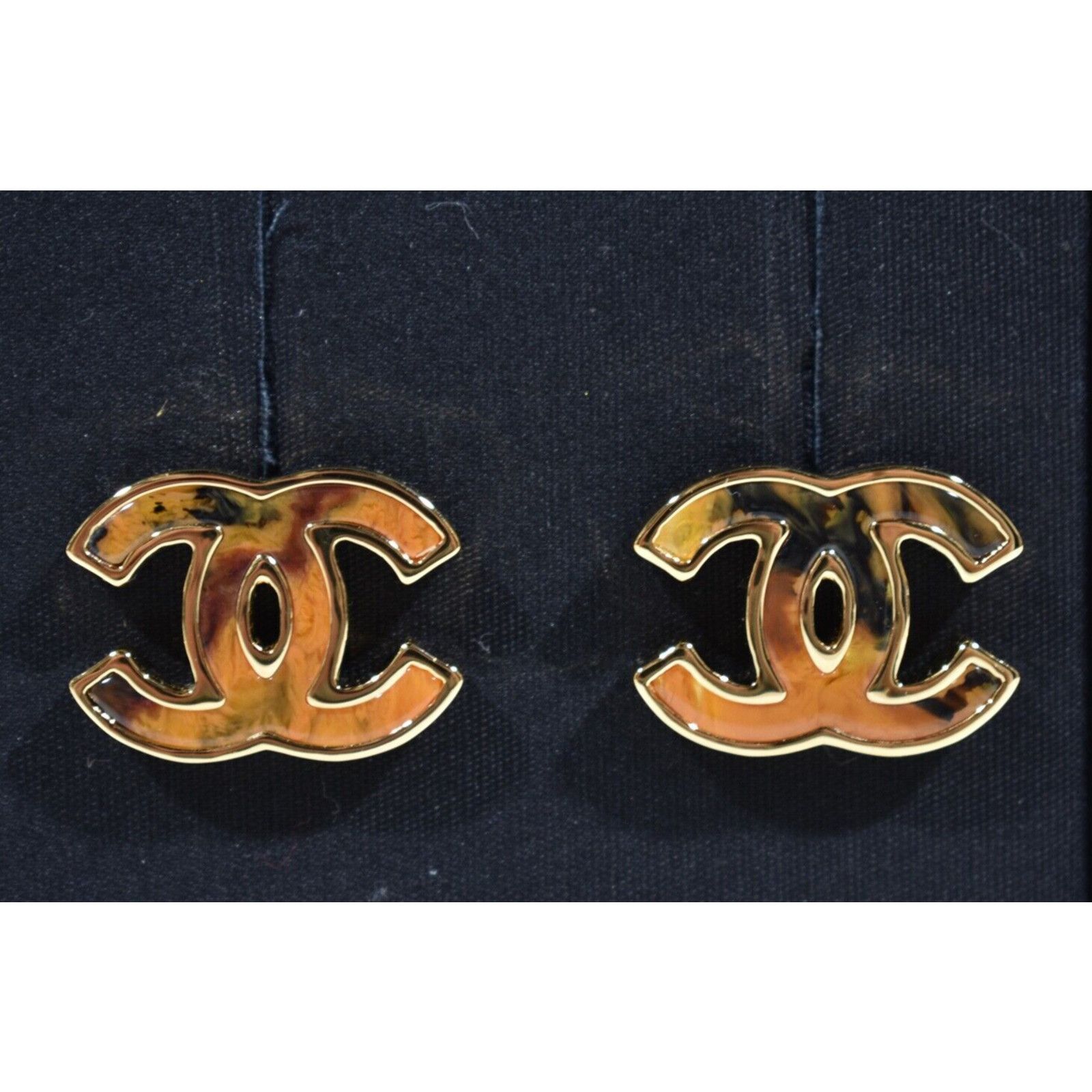 Chanel Chanel Gold Orange Red Interlocking Statement Stud Earrings Size ONE SIZE - 7 Thumbnail