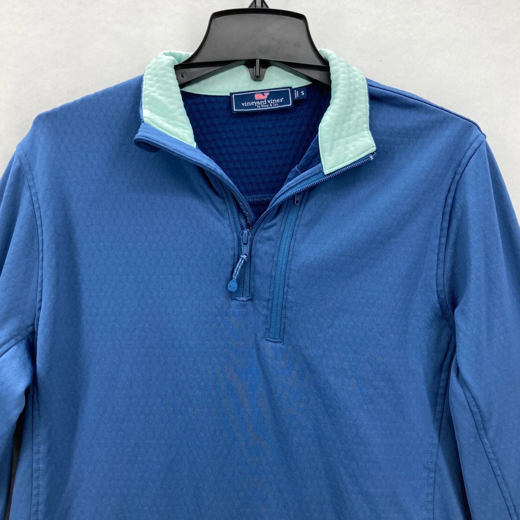 Vineyard Vines Vineyard Vines Golf Sway 1/4 Zip Pullover Mens Small Blue Geometric Honeycomb Shirt Size US S / EU 44-46 / 1 - 2 Thumbnail