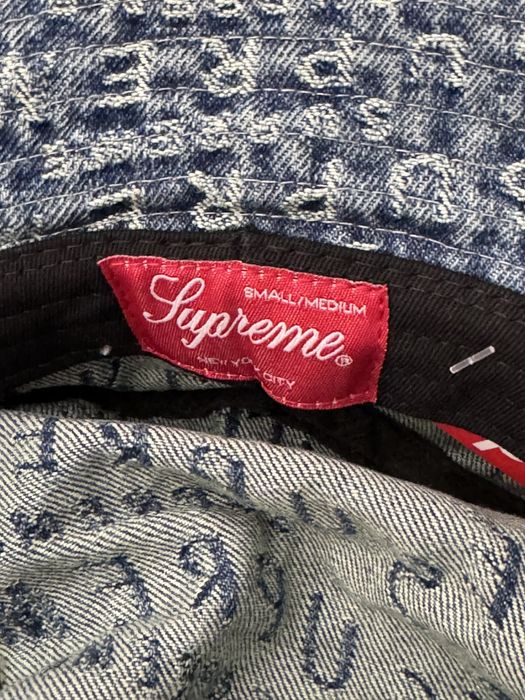 Supreme Supreme Warp Jacquard Logos Denim Crusher Blue S/M | Grailed