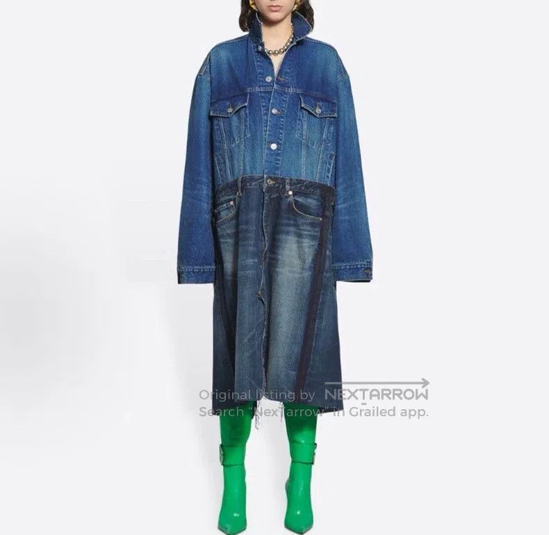 Balenciaga Balenciaga Denim Patchwork Long Sleeve Dress Size XS / US 0-2 / IT 36-38 - 1 Thumbnail
