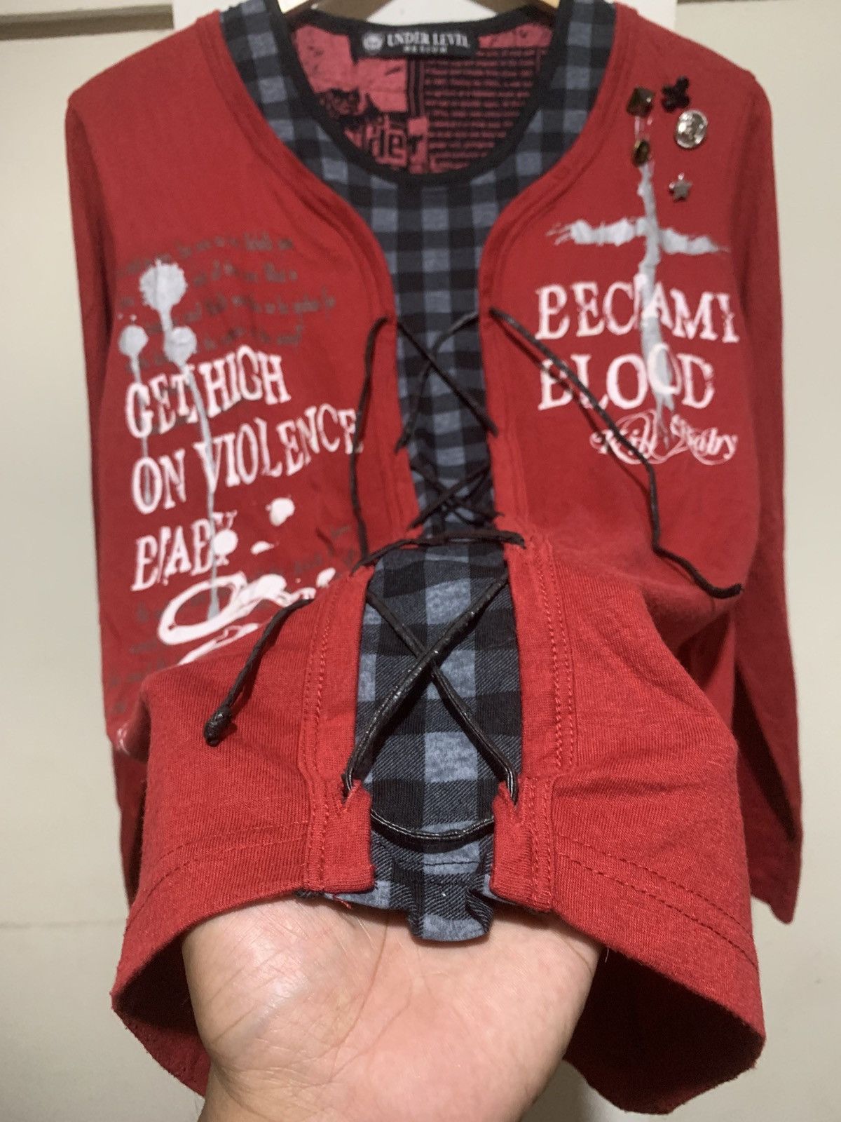 Japanese Brand Y2K Under Level Laced Double Layer Longsleeve Gothic Punk Size US M / EU 48-50 / 2 - 4 Thumbnail