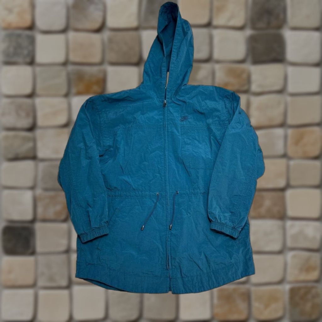 Nike VINTAGE Nike Windbreaker Jacket Womens 10 Blue Nylon Embroidered Logo Full Zip Size L / US 10 / IT 46 - 1 Thumbnail