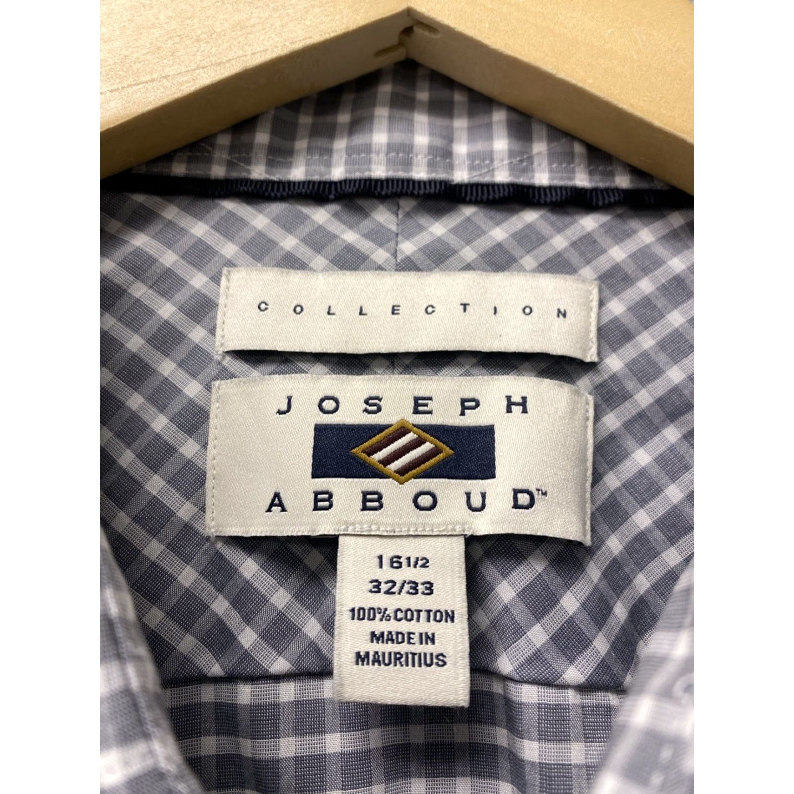 Joseph Abboud Joseph Abboud Dress Shirt Mens 16.5 Gray Check 100% Cotton Button Up Medium Classic Mens - 16.5/32-33, Regular Fit, Barrel Cuff, Spread Collar Size 42R - 4 Thumbnail