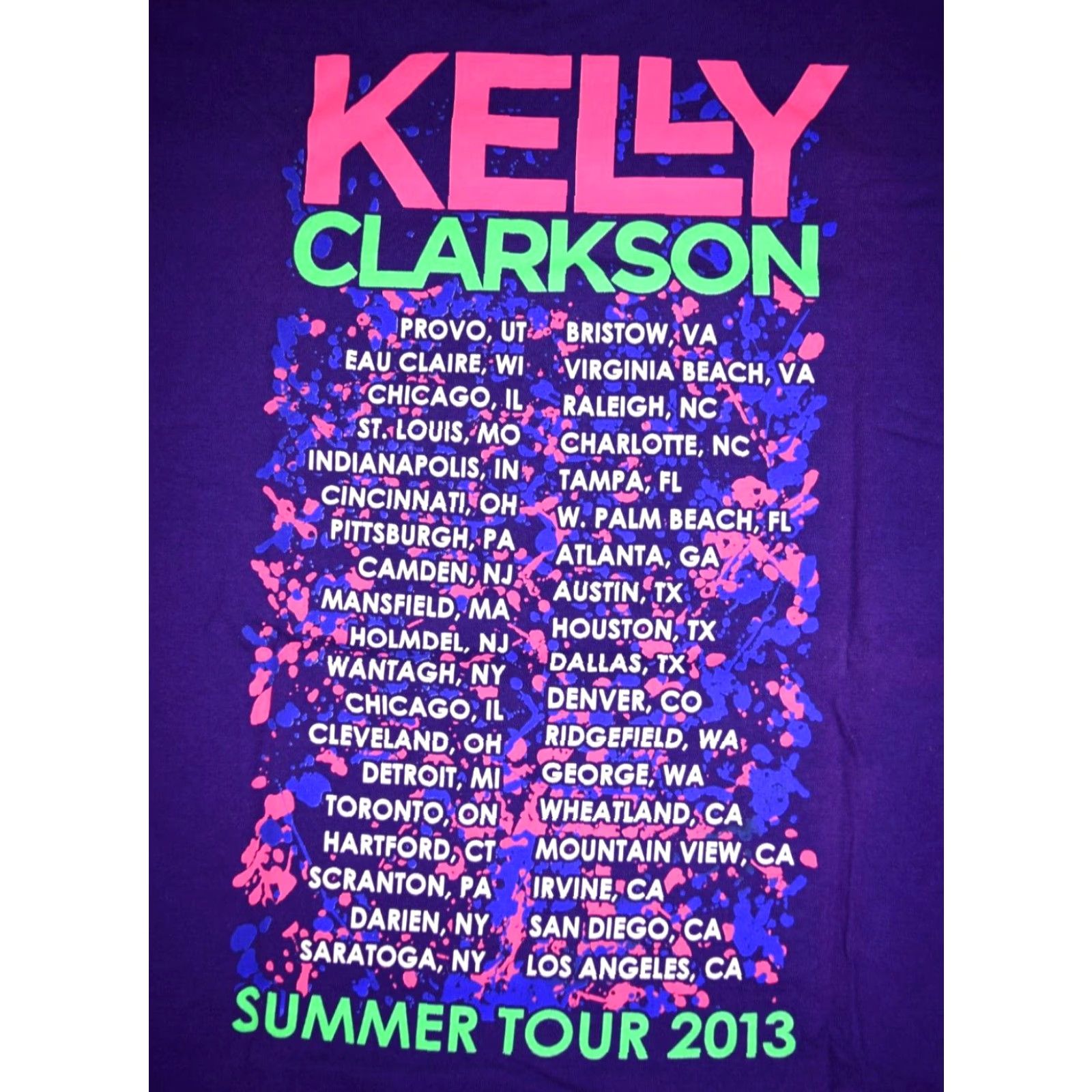 Gildan T-Shirt XL Purple 2013 Kelly Clarkson Summer Tour