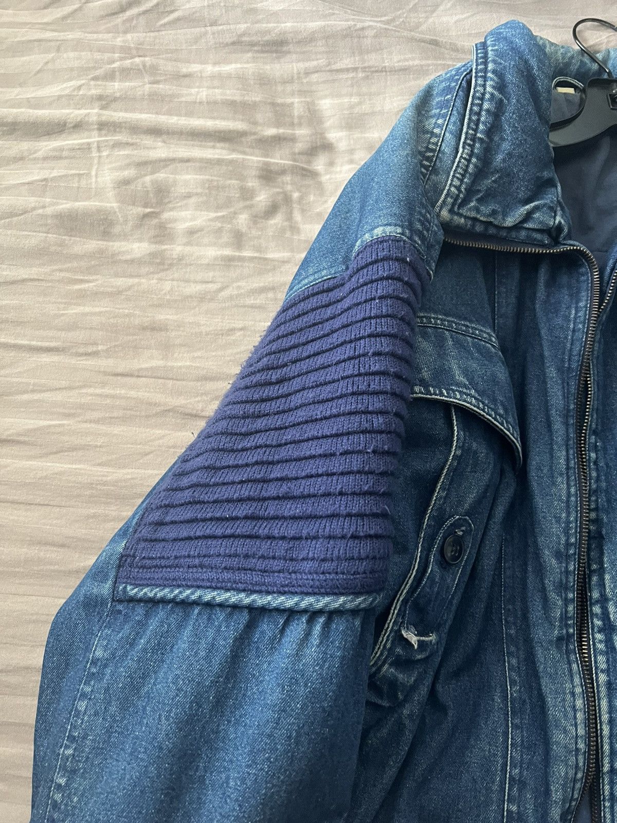 Vintage Vintage Denim Wool Padding Motorcycle Bomber Jacket Size US L / EU 52-54 / 3 - 4 Thumbnail