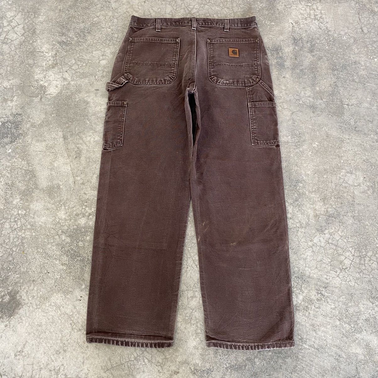 Carhartt × Vintage VTG Carhartt Double Knee Faded Brown Carpenter Work Pants Size US 34 / EU 50 - 15 Thumbnail