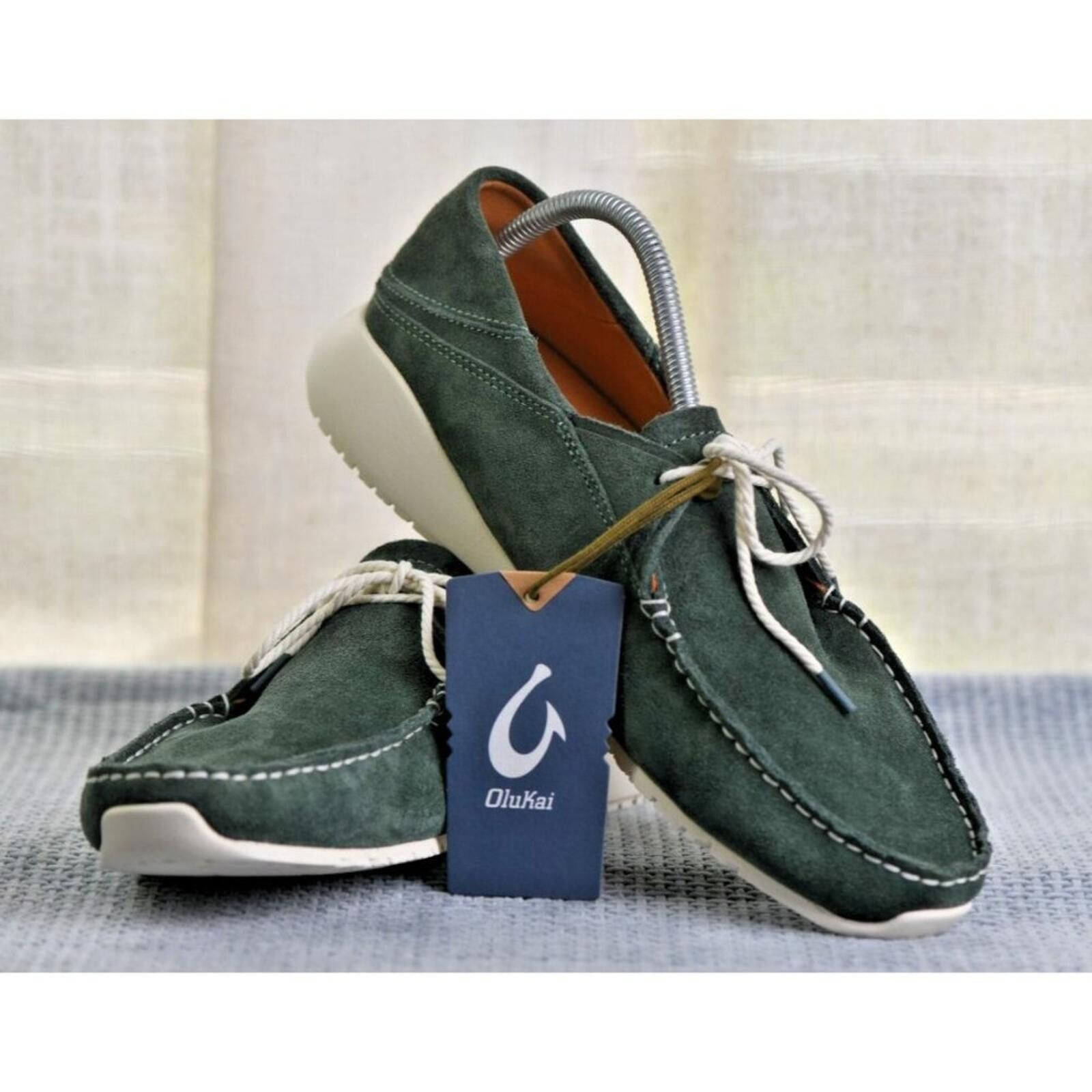 Olukai Olukai Ka'a Driver Moccasin | Italian Suede| Color: Green Size US 10 / EU 43 - 6 Thumbnail
