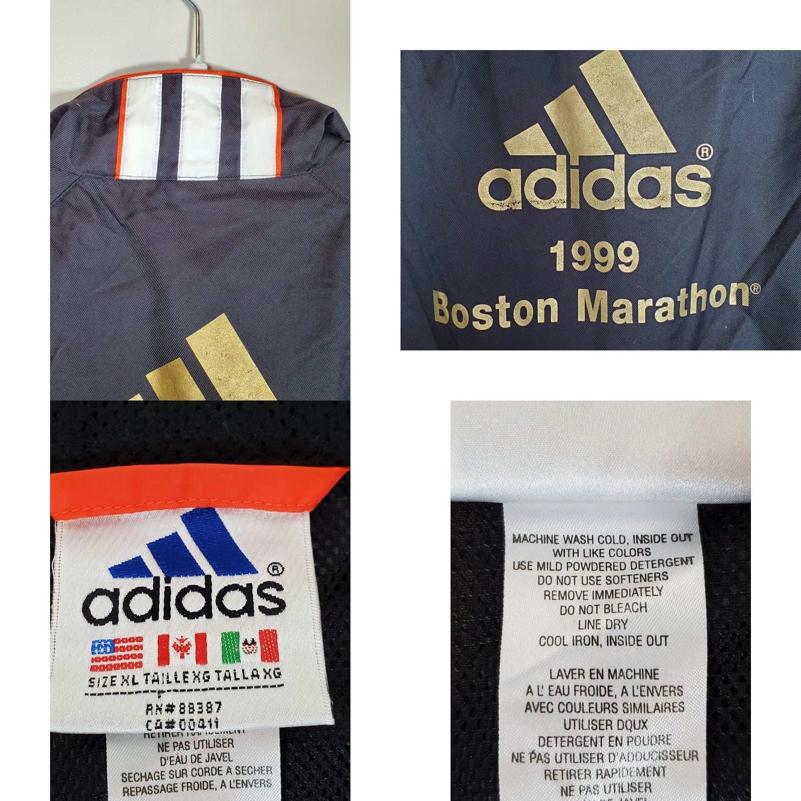 Adidas VINTAGE adidas Track Jacket Boston Marathon Athletic Zip Up Men XL Black Short Sleeve? Size US XL / EU 56 / 4 - 8 Thumbnail