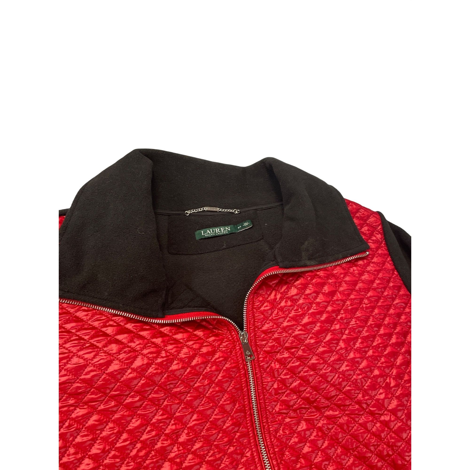 Lauren Ralph Lauren Lauren Ralph Lauren Womens Black Red Diamond Quilted Zip Fle Size 3XL / US 20-22 - 2 Thumbnail