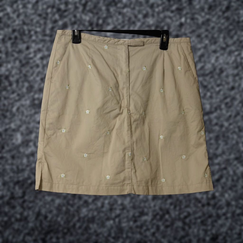 Vintage Liz Golf Embroidered Floral Skirt Skort Beige Women's Size 12 Size 34" / US 12 / IT 48 - 1 Thumbnail