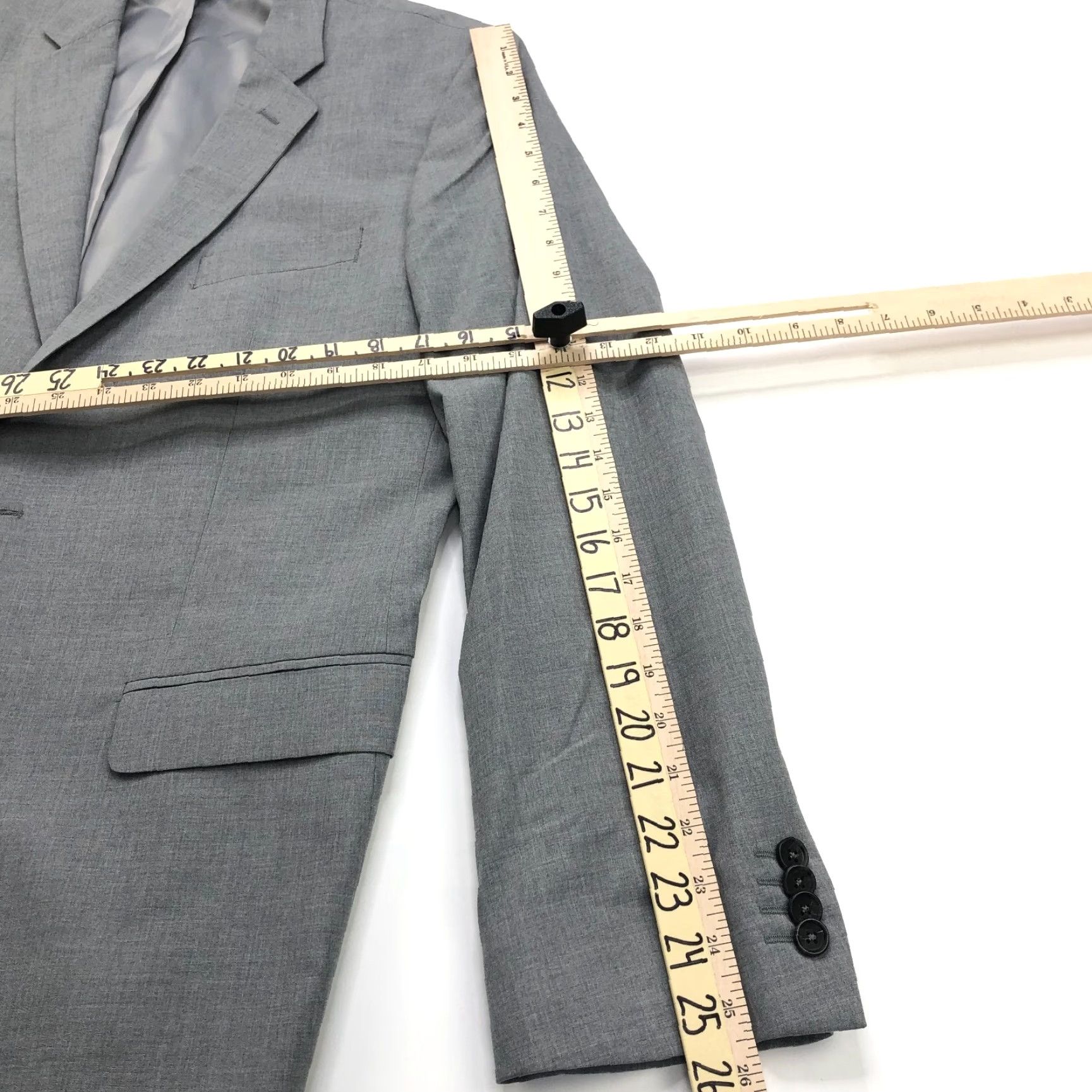 Banana Republic Banana Republic Slim Fit Blazer Jacket Men 44 Gray Polyester Notch Lapel Single-Breasted Four-Button Button Front Dress Sports Coat Size 44R - 7 Thumbnail