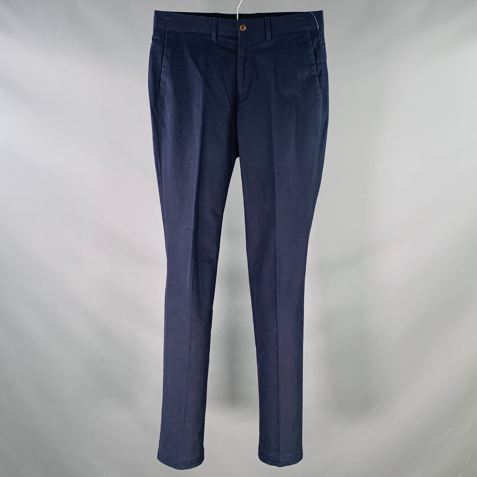 Ralph Lauren Size 28 Navy Cotton Blend Slim Straight Zip Fly Dress Pants Size US 28 / EU 44 - 1 Thumbnail