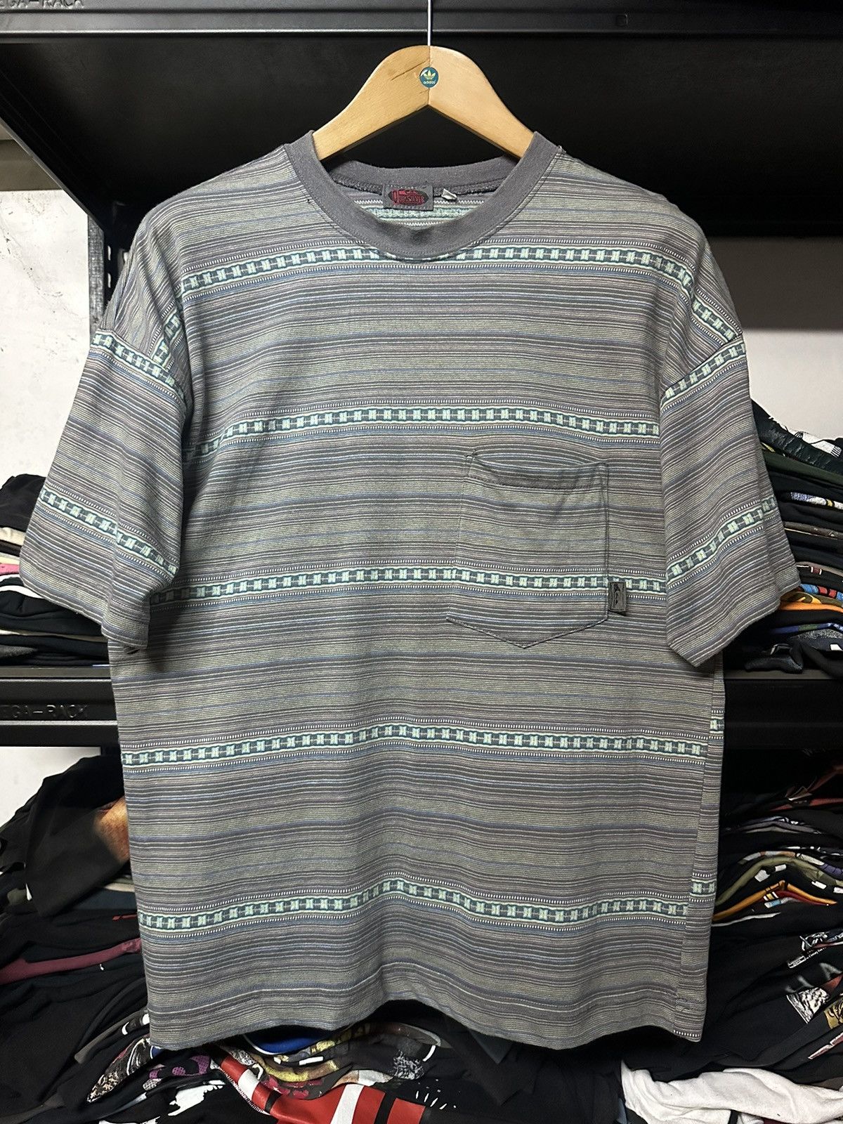 Vintage 80s Quiksilver Boxy Stripe Pocket Tee