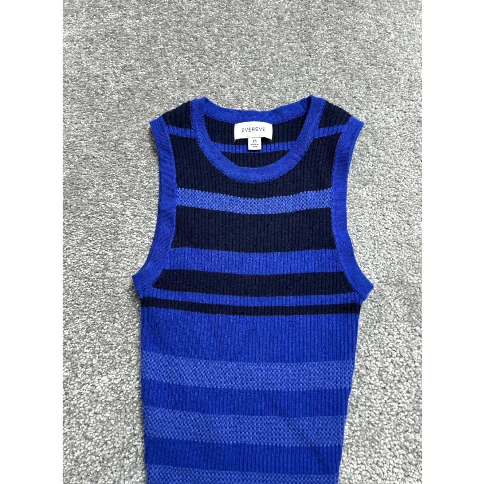 Vintage Evereve Dress Maxi Womens XS Blue Knit Stripes Side Slit Crew Neck Casual Size XS / US 0-2 / IT 36-38 - 3 Thumbnail
