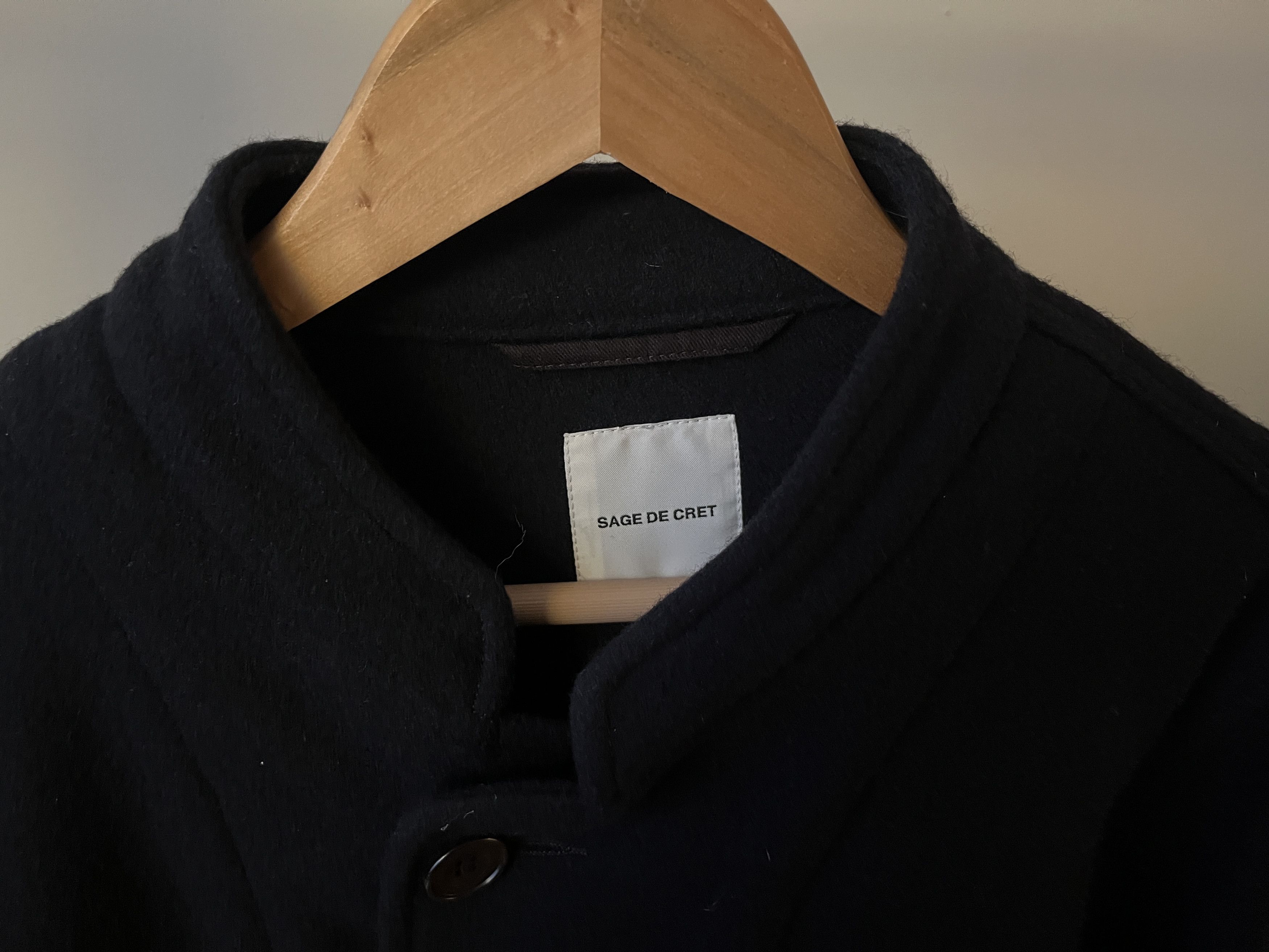 Sage De Cret Sage de Cret navy Mandarin collar wool jacket, S Size 36R - 2 Thumbnail