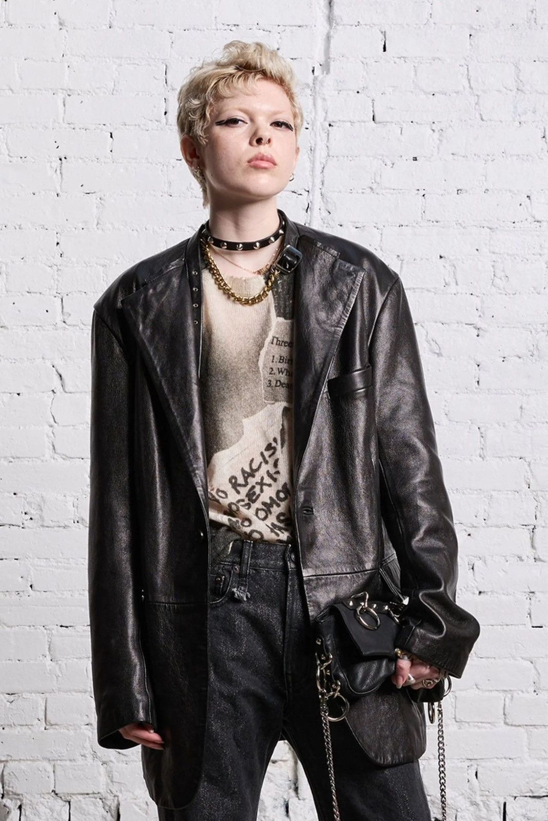 R13 Belt Collar Leather Jacket Small Size S / US 4 / IT 40 - 15 Thumbnail