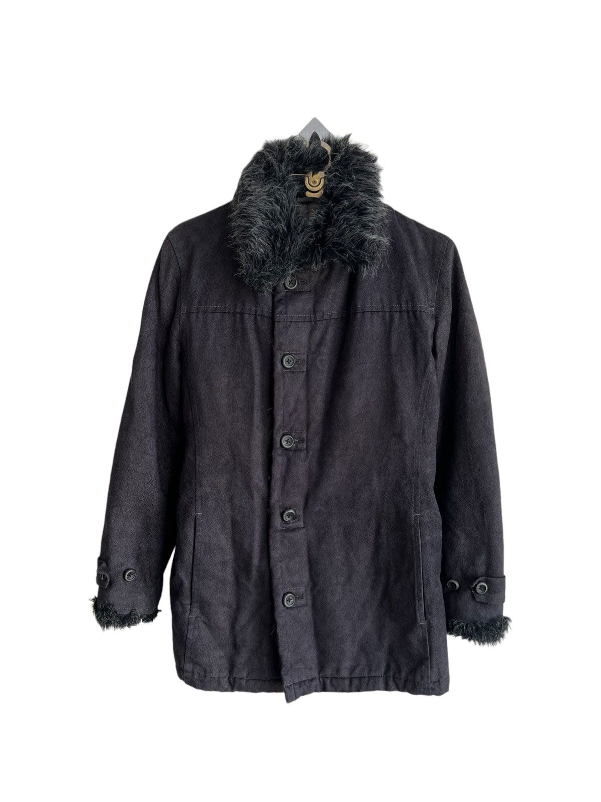 Yasuyuki Ishii 1990s Tornado Mart 🇯🇵 Faux Fur Part Belted Biker Coat Jacket Size US M / EU 48-50 / 2 - 4 Thumbnail