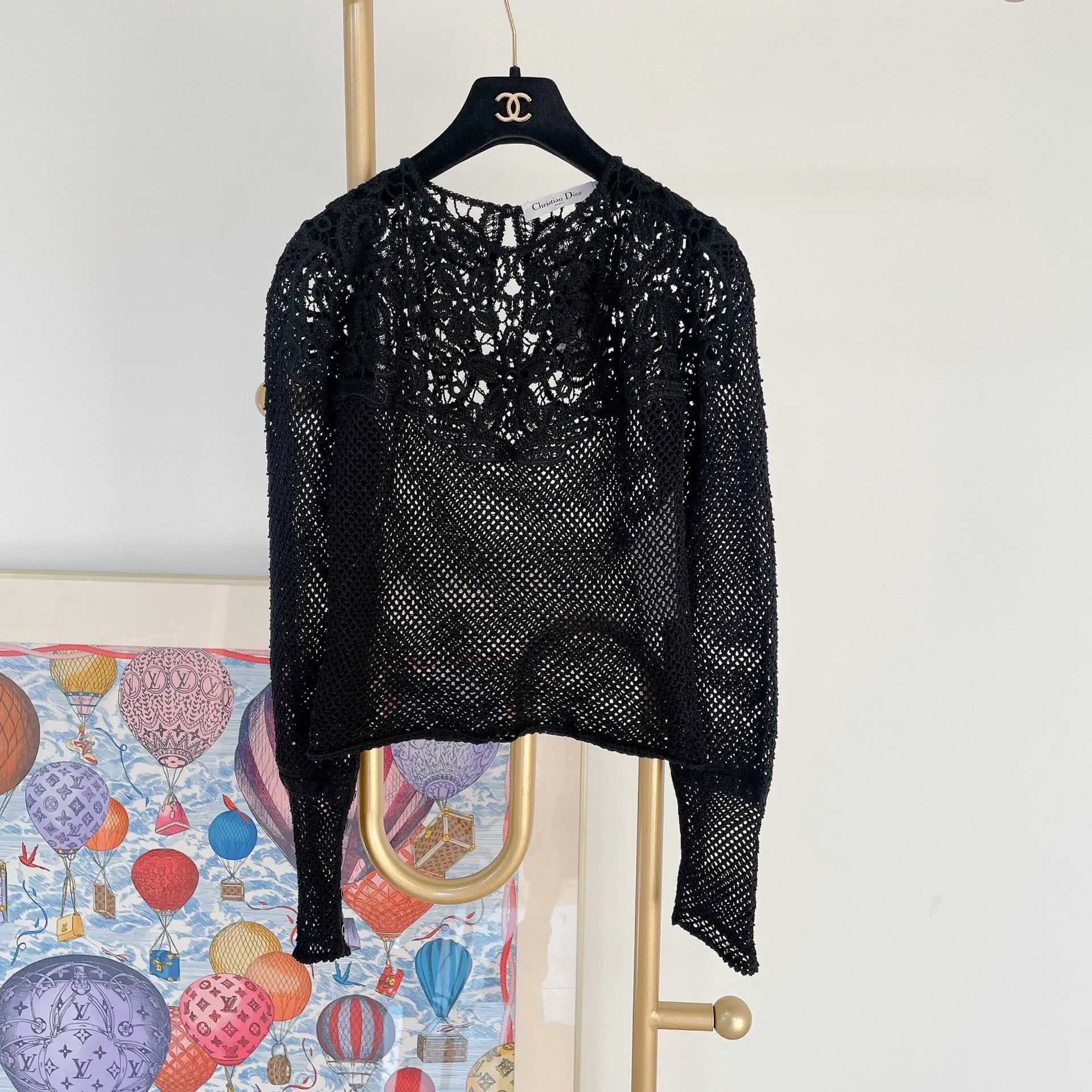 Dior Christian Dior Black Openwork Knit Top Size S / US 4 / IT 40 - 1 Thumbnail