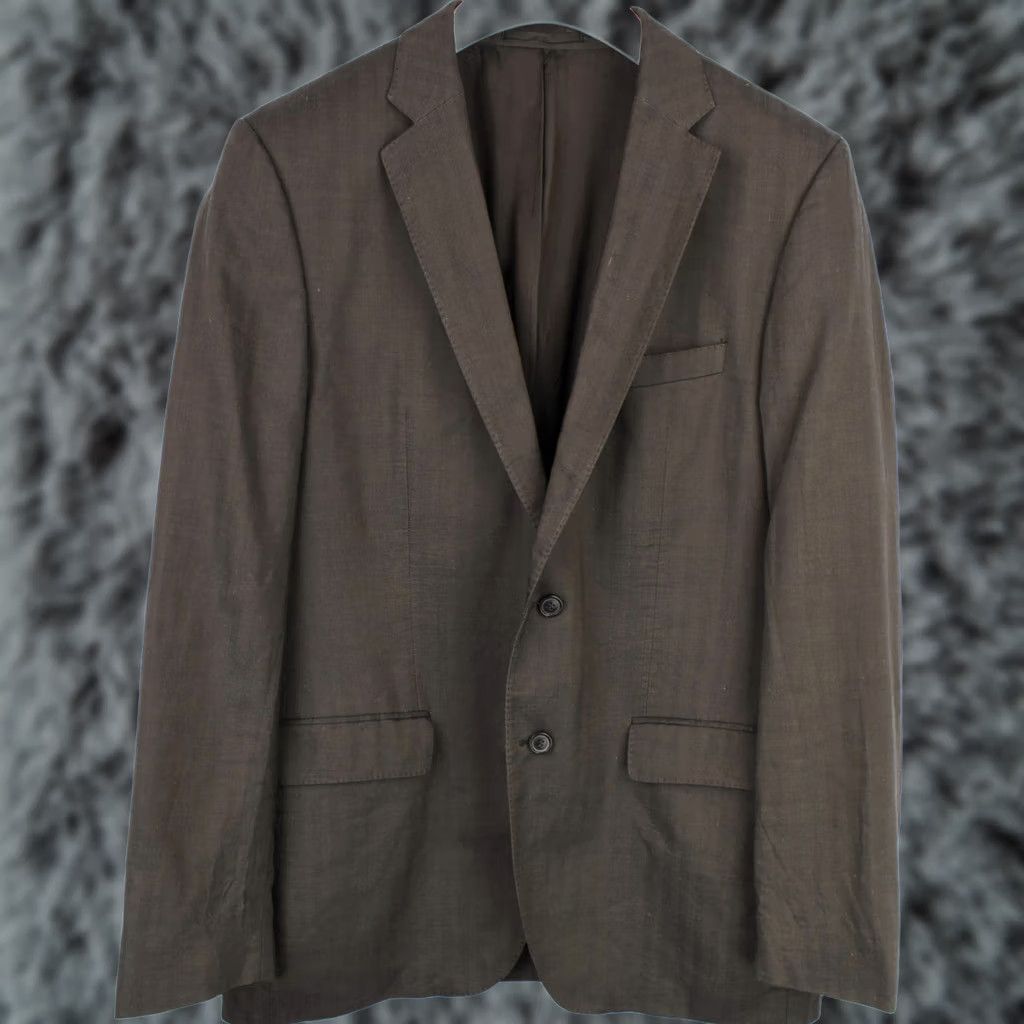 Hugo Boss HUGO BOSS The Jam Blazer Mens US 42R Lined Notch Lapel Single Breasted Button Blazer Pinstripe Brown Jacket Size 42R - 1 Thumbnail