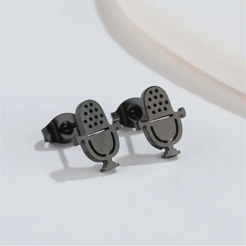 Jewelry Microphone Stud Earrings Charm Earring Gift Size ONE SIZE - 1 Preview