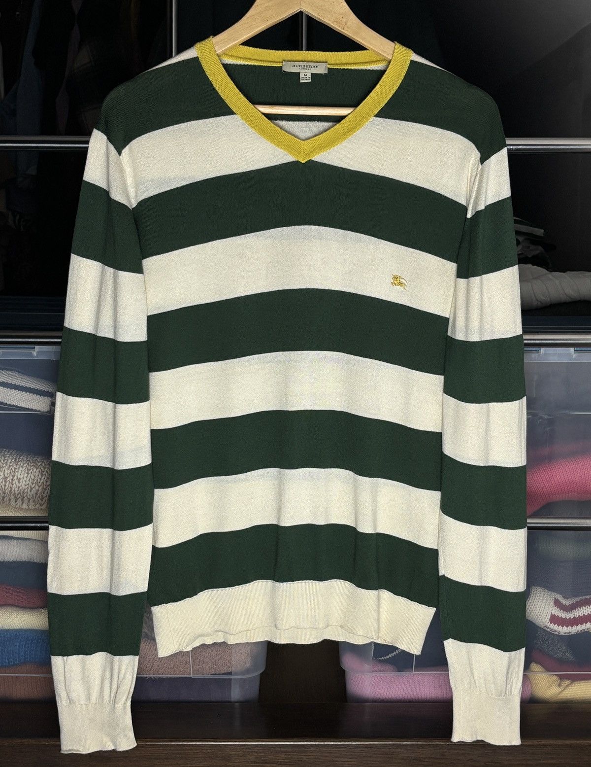 Burberry Vintage Striped Rugby Thin Sweater Old Money