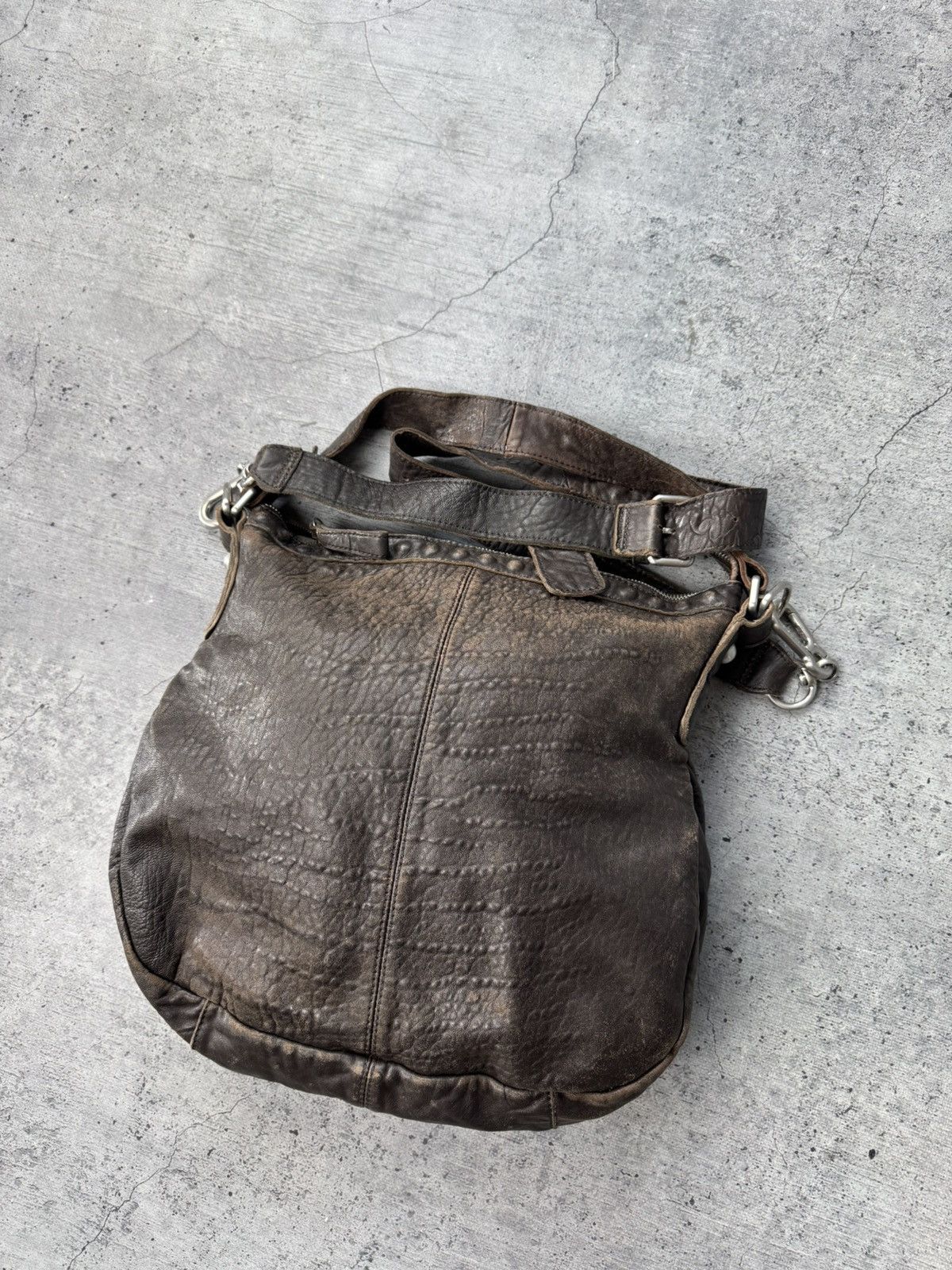 Hysteric Glamour Avant Garde Vintage Faded Leather Backpack Multi pocket Bag Size ONE SIZE - 6 Thumbnail