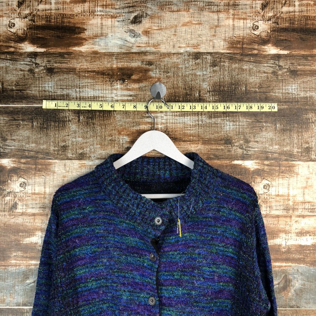 Japanese Brand Cheek Blue Patterned Cardigan knitwear #A1538 Size M / US 6-8 / IT 42-44 - 4 Thumbnail