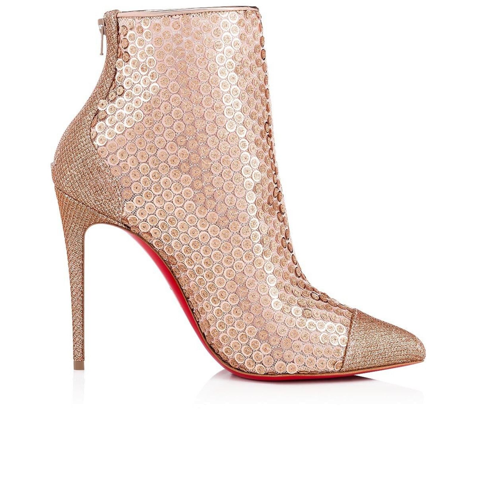 Christian Louboutin Gipsybootie SPC 100 Nude Glitter Mesh Heel Boot Bootie 38.5 Size US 8.5 / IT 38.5 - 7 Thumbnail