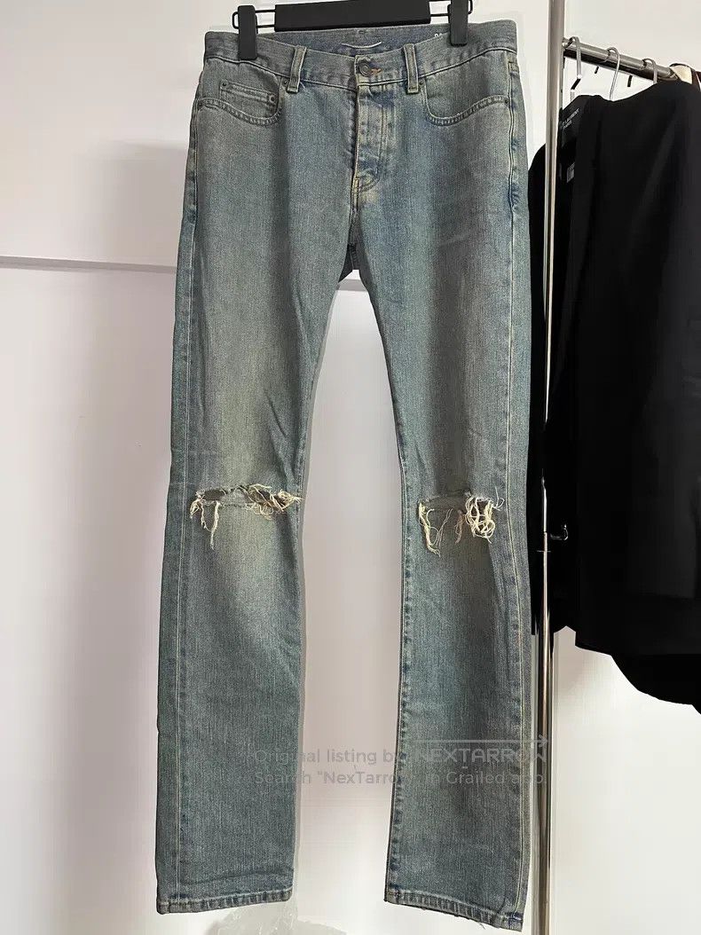 Saint Laurent Paris Saint Laurent Paris Knee Hole Washed and Worn Denim Jeans Size US 30 / EU 46 - 1 Thumbnail
