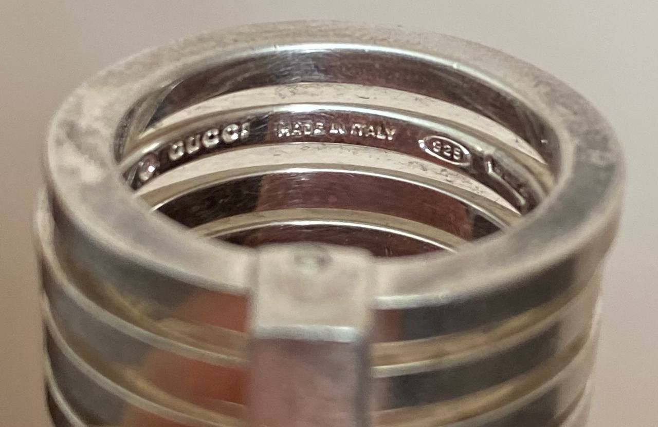 Gucci 🇮🇹 Gucci Ring 4 Bands Sterling Silver 925 Made Italy Vintage Size ONE SIZE - 6 Thumbnail