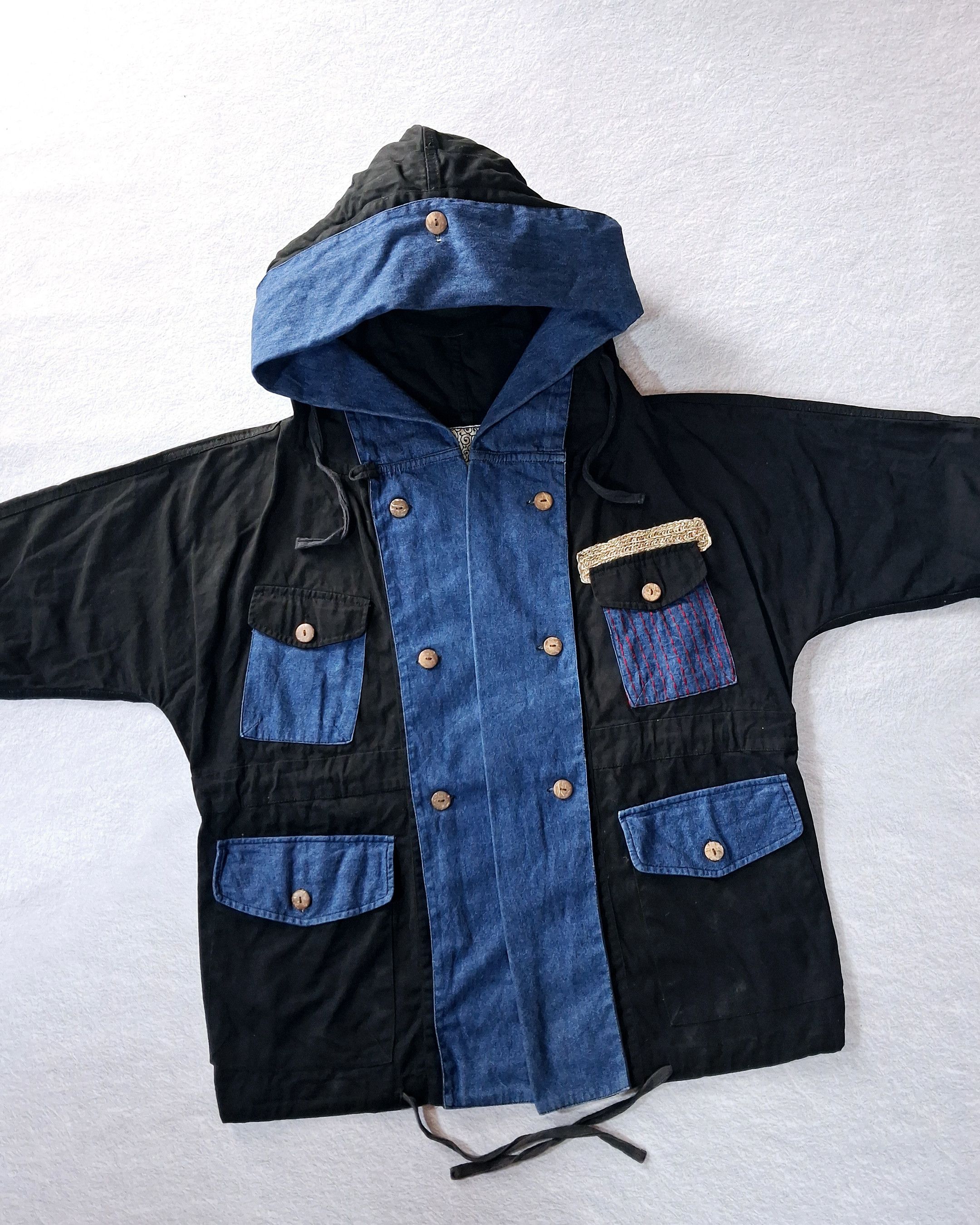 Japanese Brand AMINA PATCWORK BORO MULTIPOCKET BUTTON HOODIE JACKET Size US L / EU 52-54 / 3 - 6 Thumbnail