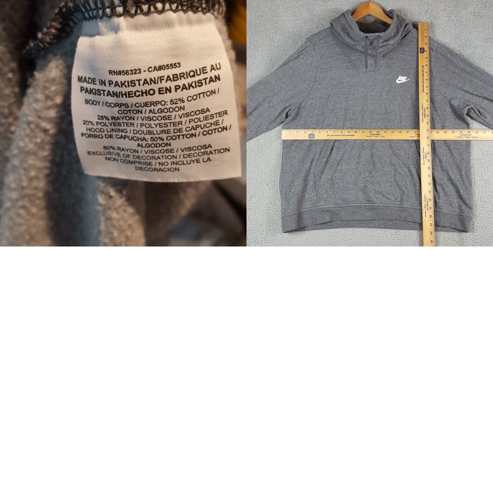 Nike VINTAGE Nike Hoodie Swoosh Pullover Big 2X Gray Crewneck Sweatshirt Men Pullover Hooded 90s Y2K College USA Sportswear Graphic Print Fleece Size US XXL / EU 58 / 5 - 8 Thumbnail