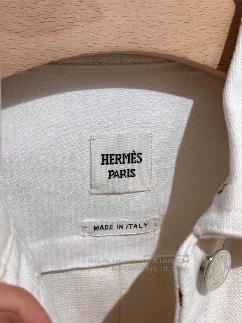 Hermes Hermes White Pig Nose Logo Denim Jacket Size XXS / US 00 / IT 34 - 5 Thumbnail