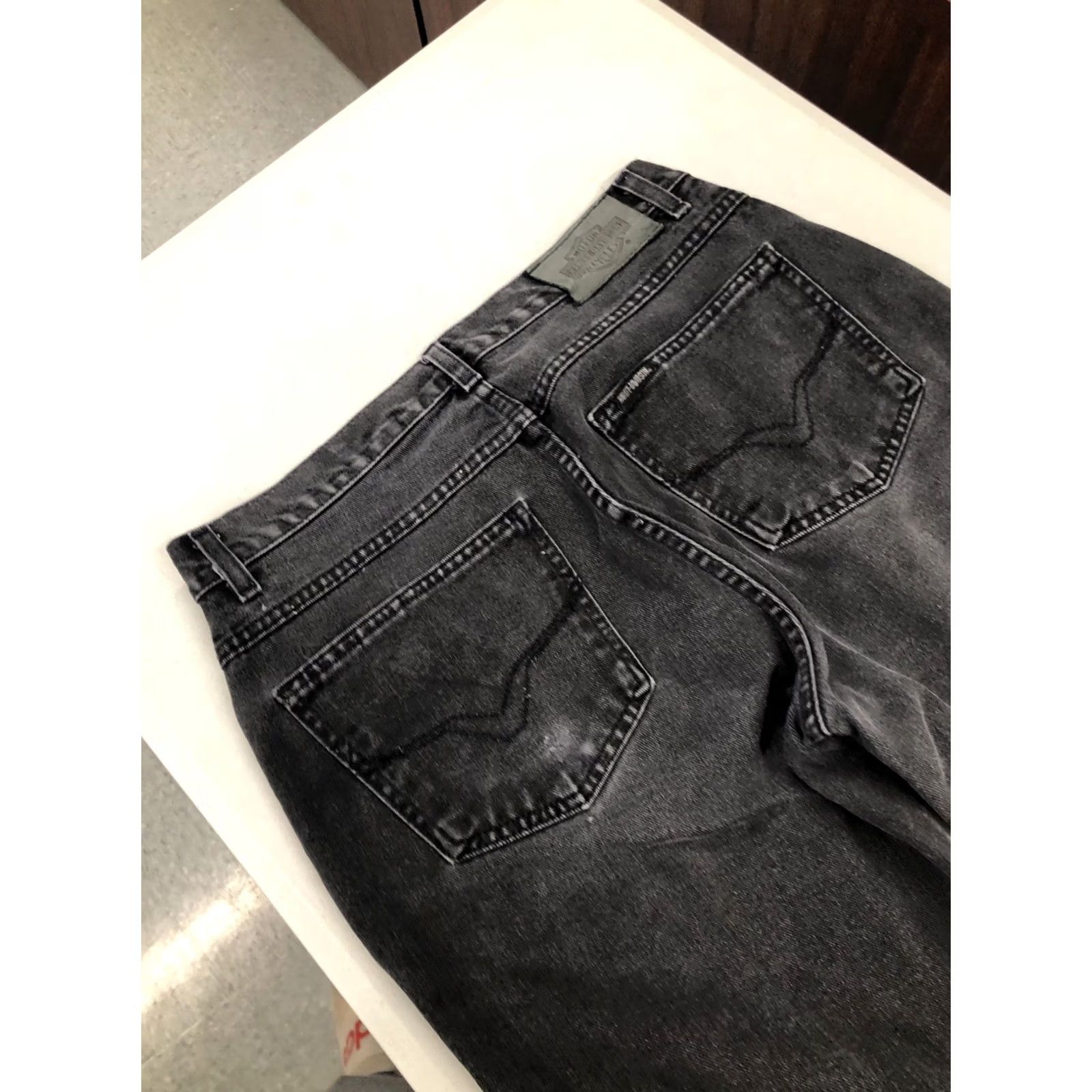Harley Davidson VINTAGE Harley-Davidson Jeans Mens 32x28.5 Black Denim Straight Leg 5-Pocket Logo Cowboy Biker Rock Mens Size US 32 / EU 48 - 2 Thumbnail