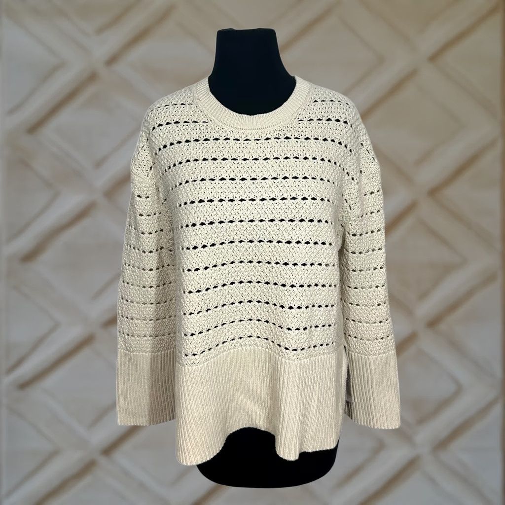 Gap VINTAGE GAP Cotton Knit Sweater Open Stitch Pullover Relaxed Fit Cream XS Size XS / US 0-2 / IT 36-38 - 1 Thumbnail