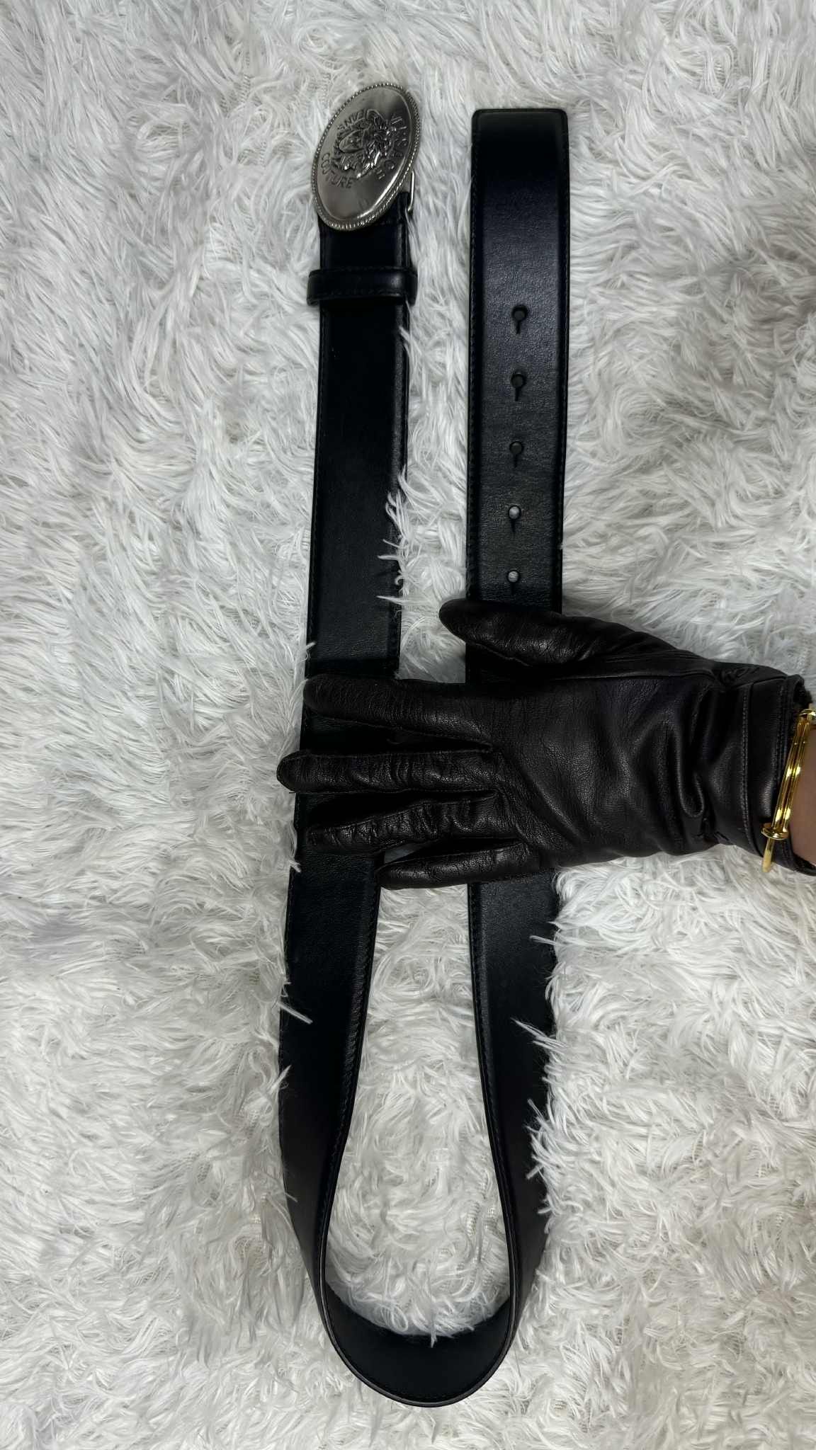 Versace Gianni Versace Vintage Black Leather Medusa Leather Belt Size 32 - 7 Thumbnail
