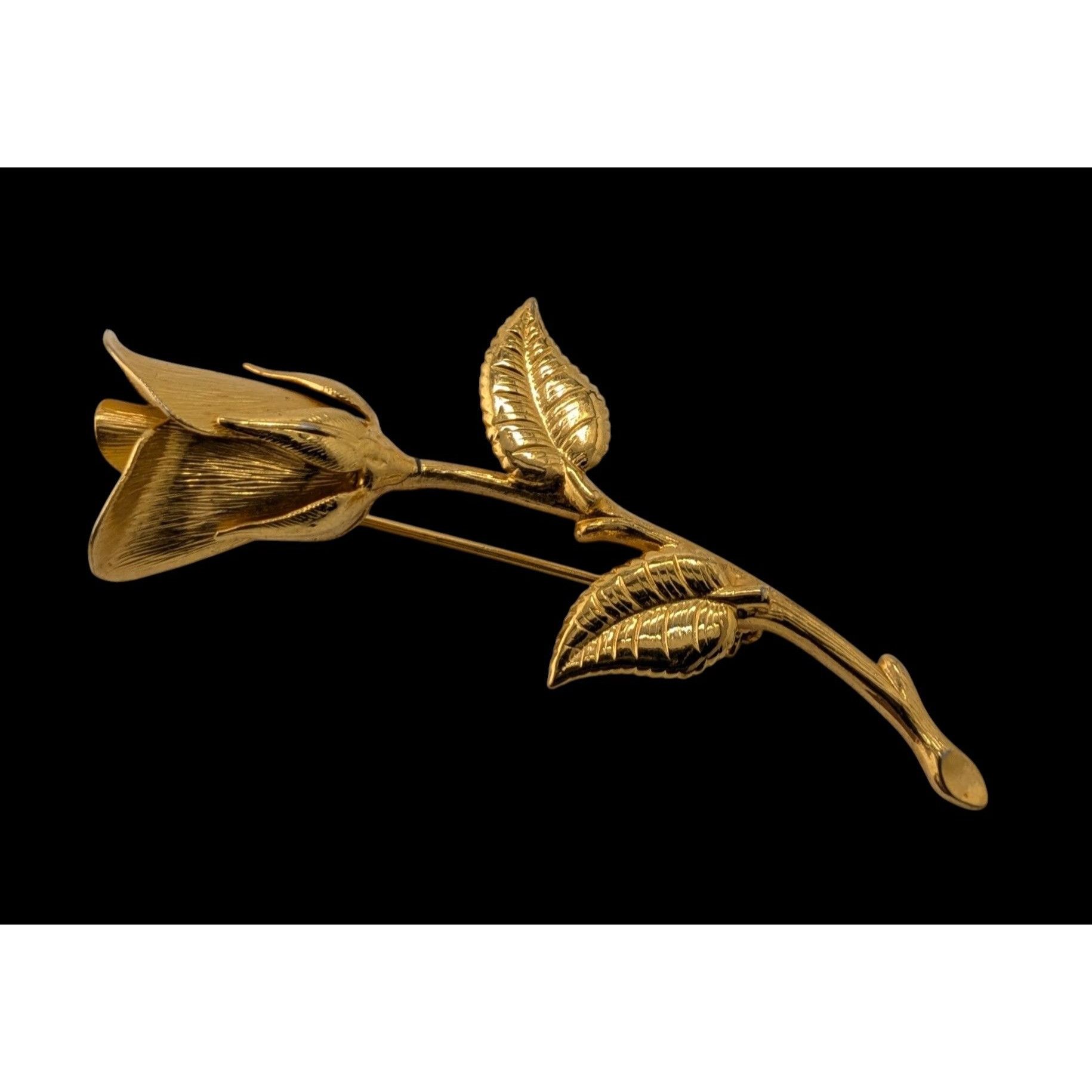 Other Vintage Gold-Tone Rosebud Brooch Size ONE SIZE - 1 Thumbnail