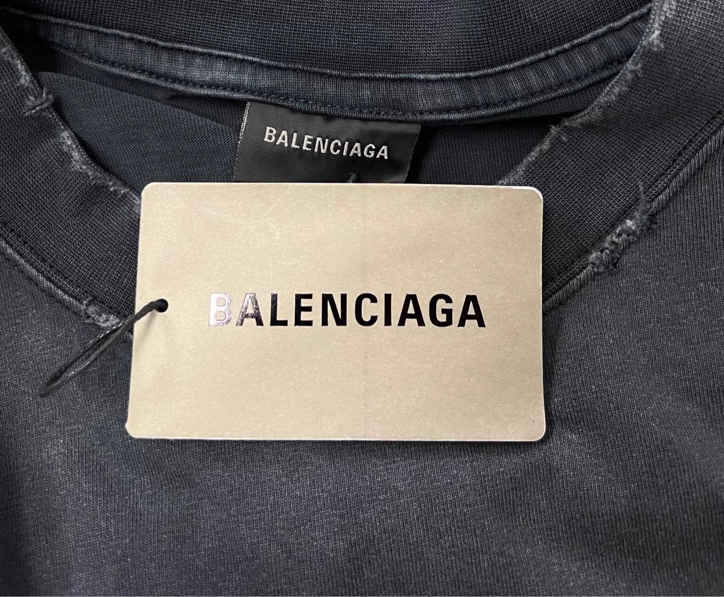 Balenciaga Balenciaga Tape Logo Loose SS Tee Dark Gray S/M Size US M / EU 48-50 / 2 - 7 Thumbnail