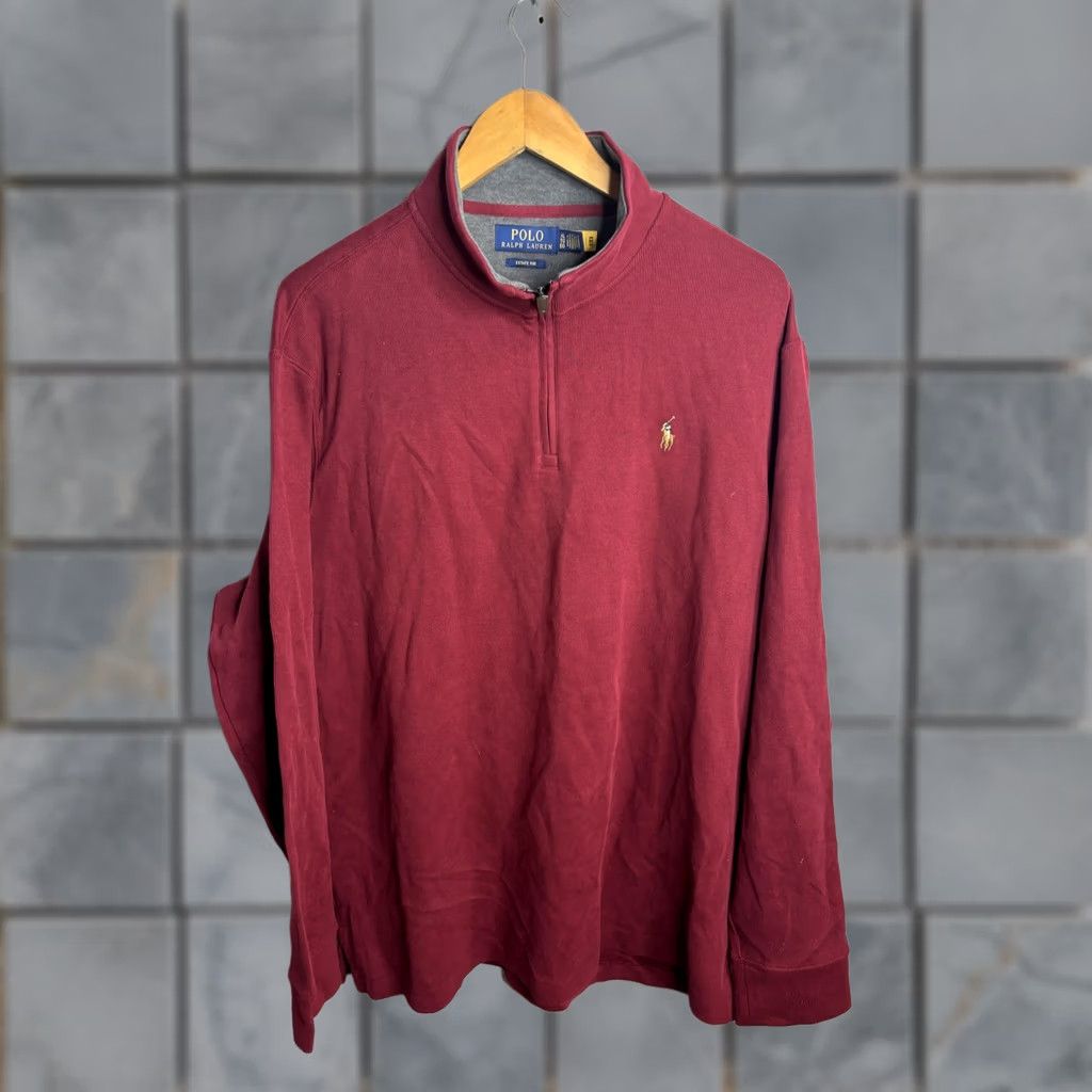 Polo Ralph Lauren Polo Ralph Lauren Sweater Mens XL Red Estate Rib Quarter Zip Pullover Logo Size US XL / EU 56 / 4 - 1 Thumbnail