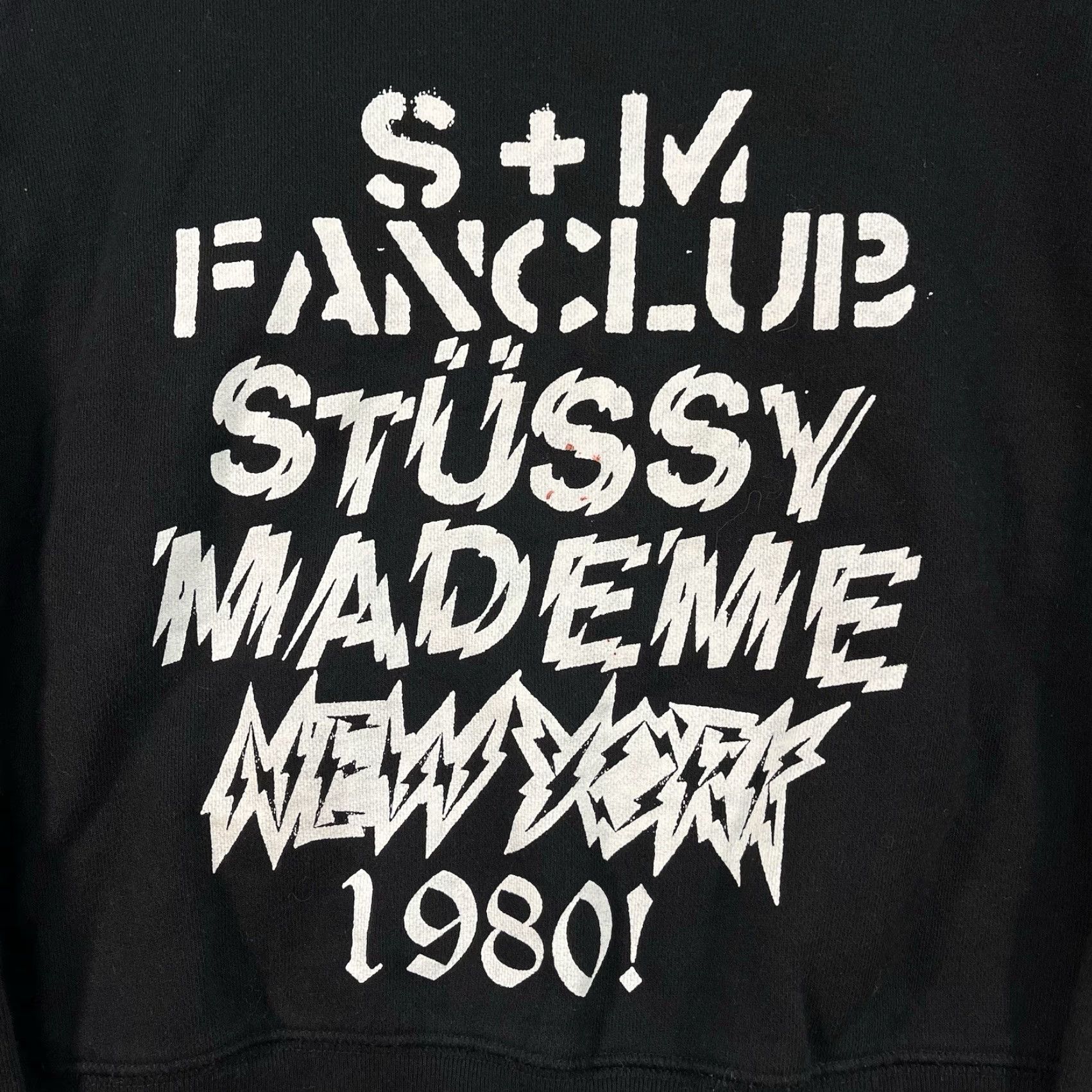 MadeMe VINTAGE Stussy Crewneck Sweatshirt Cropped Pullover Women L Black NY Fan Club 90s Mens Womens Size L / US 10 / IT 46 - 2 Thumbnail