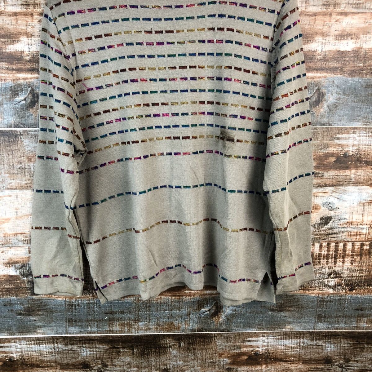 Homespun Knitwear × Japanese Brand DL Japanese Brand stripe Brown Knitwear #C438 Size US S / EU 44-46 / 1 - 13 Thumbnail