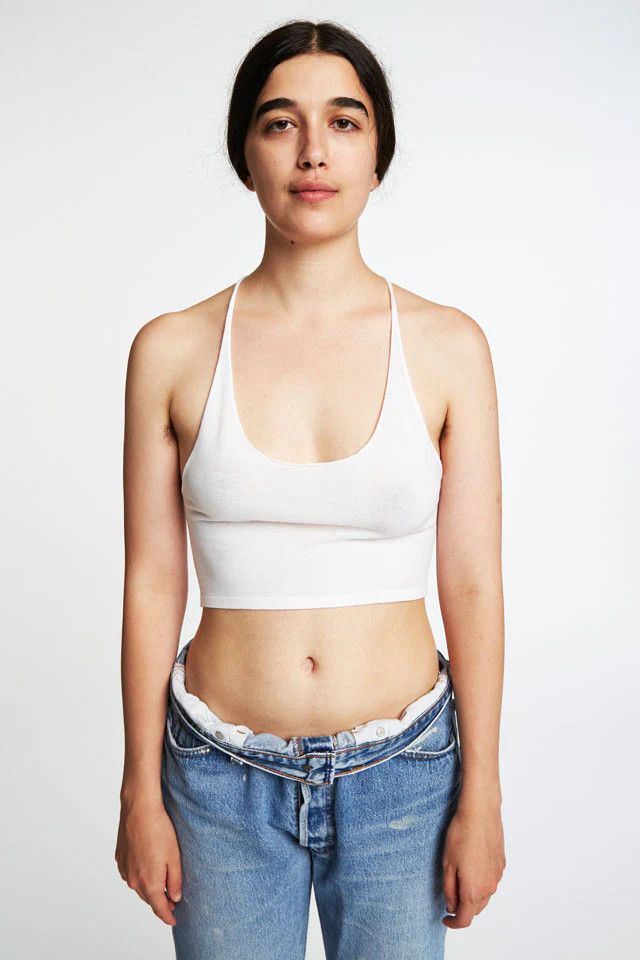 Judy Turner o1mle0425 Lea Cropped Tank Top in Chalk Size M / US 6-8 / IT 42-44 - 3 Thumbnail