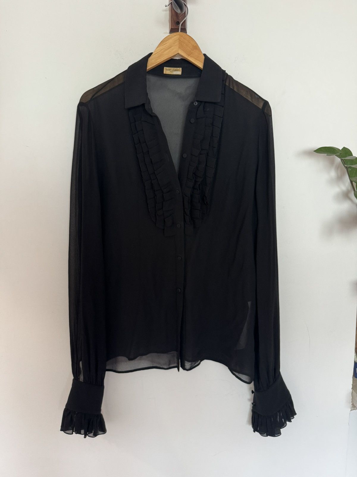Hedi Fw13 sheer ruffle shirt silk