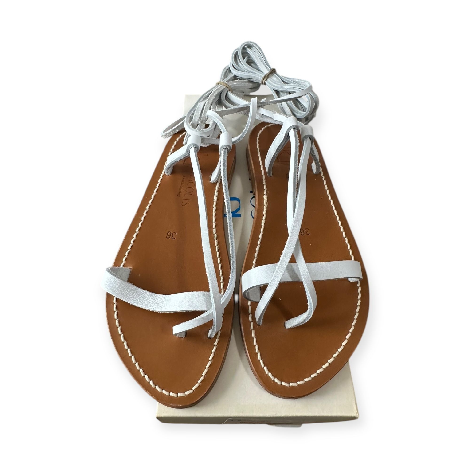 K.Jacques K. JACQUES St Tropez Tiresias White Leather Gladiator Sandal Size US 6 / IT 36 - 1 Thumbnail