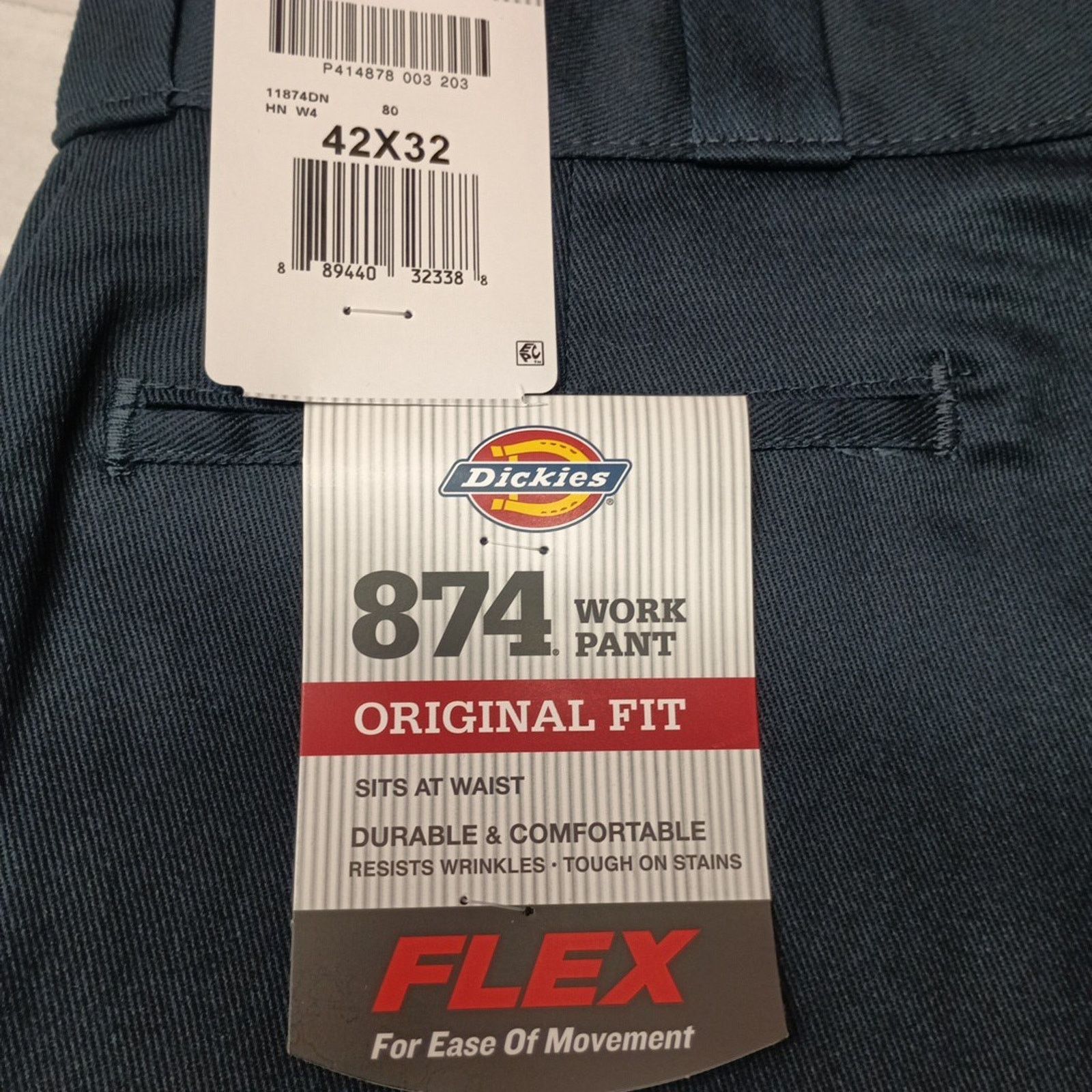 Dickies Dickies 874 Work Pants Men's 42x32 Flex Blue Original Fit Size US 42 / EU 58 - 2 Thumbnail